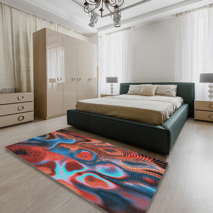 Patterned Gray Modern Rug in a Bedroom, pat3172