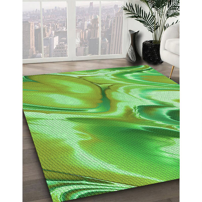 Machine Washable Transitional Emerald Green Rug in a Family Room, wshpat3173grn