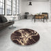 Round Patterned Charcoal Black Rug in a Office, pat3174brn