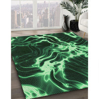 Patterned Dark Forest Green Rug, pat3174grn