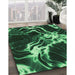 Patterned Dark Forest Green Rug in Family Room, pat3174grn