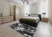 Patterned Charcoal Black Rug in a Bedroom, pat3174gry