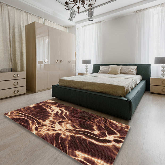 Patterned Red Rug in a Bedroom, pat3174org