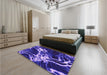 Patterned Cobalt Blue Rug in a Bedroom, pat3174pur