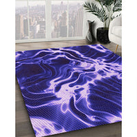 Patterned Cobalt Blue Rug, pat3174pur