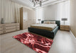 Patterned Dark Red Rug in a Bedroom, pat3174rd