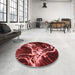 Round Patterned Dark Red Rug in a Office, pat3174rd