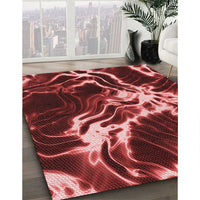 Patterned Dark Red Rug, pat3174rd