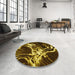 Round Patterned Caramel Brown Rug in a Office, pat3174yw