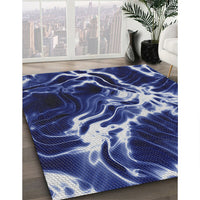 Patterned Light Purple Blue Modern Rug, pat3174