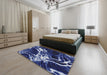 Patterned Light Purple Blue Modern Rug in a Bedroom, pat3174