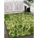 Patterned Green Rug in Family Room, pat3175brn