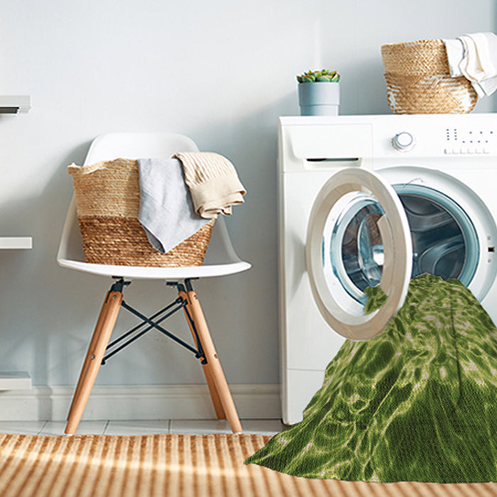 Machine Washable Transitional Green Rug in a Washing Machine, wshpat3175brn