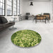 Round Patterned Green Rug in a Office, pat3175brn