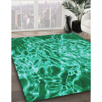 Patterned Medium Spring Green Rug, pat3175lblu