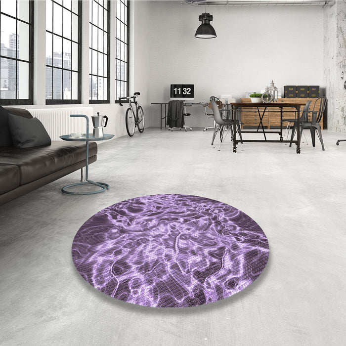 Round Patterned Purple Rug in a Office, pat3175pur