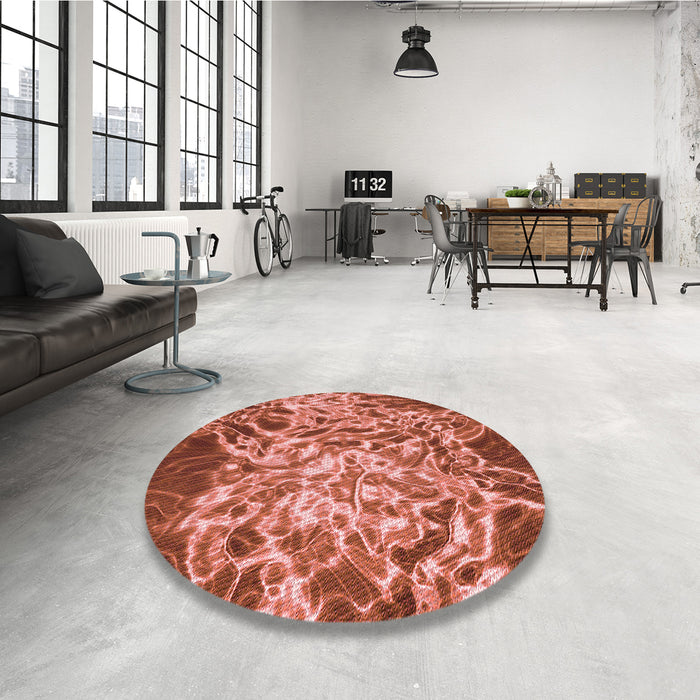 Round Patterned Red Rug in a Office, pat3175rd