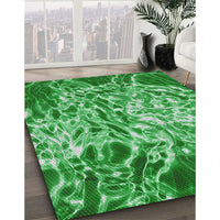 Patterned Green Modern Rug, pat3175