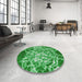 Round Patterned Green Modern Rug in a Office, pat3175