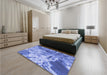 Patterned Sky Blue Rug in a Bedroom, pat3176blu