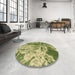 Round Patterned Metallic Gold Rug in a Office, pat3176brn