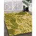 Patterned Dark Yellow Green Rug in Family Room, pat3176org