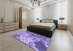 Patterned Bright Lilac Purple Rug in a Bedroom, pat3176pur