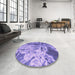 Round Patterned Bright Lilac Purple Rug in a Office, pat3176pur