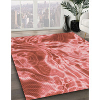 Patterned Fire Red Rug, pat3176rd