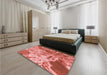 Patterned Fire Red Rug in a Bedroom, pat3176rd