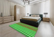 Patterned Dark Lime Green Rug in a Bedroom, pat3177grn
