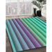 Machine Washable Transitional Dark Turquoise Green Rug in a Family Room, wshpat3177lblu