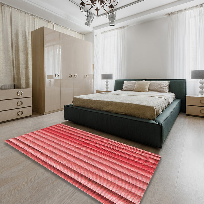 Patterned Red Rug in a Bedroom, pat3177rd