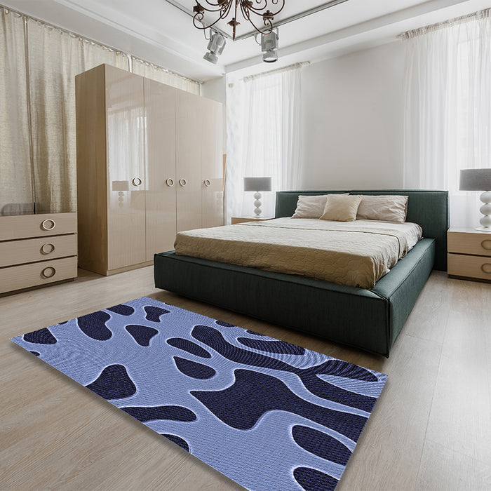 Patterned Blue Rug in a Bedroom, pat3178blu
