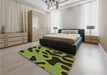 Patterned Pistachio Green Rug in a Bedroom, pat3178brn