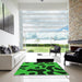 Square Patterned Deep Emerald Green Rug in a Living Room, pat3178grn