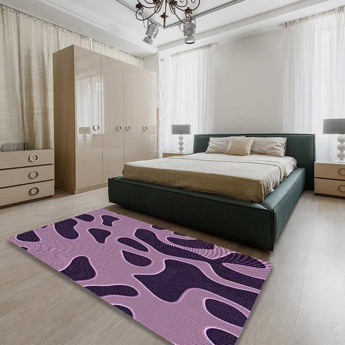 Patterned Orchid Purple Rug in a Bedroom, pat3178pur