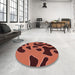 Round Patterned Bright Orange Rug in a Office, pat3178rd