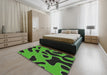 Machine Washable Transitional Neon Green Rug in a Bedroom, wshpat3178