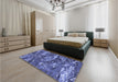 Patterned Sky Blue Rug in a Bedroom, pat3179blu