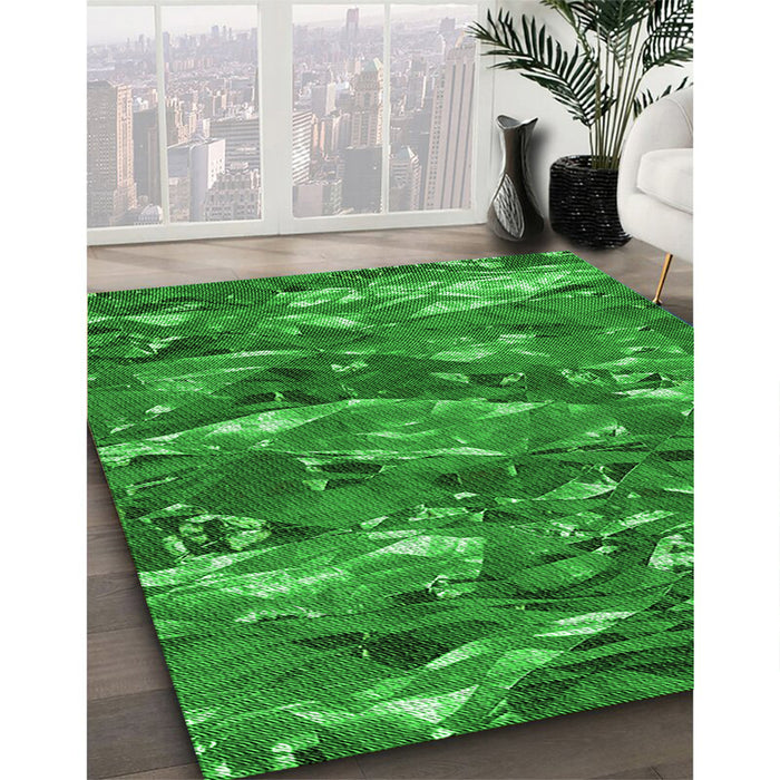 Patterned Green Rug in Family Room, pat3179grn