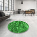 Round Patterned Green Rug in a Office, pat3179grn