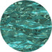 Square Machine Washable Transitional Medium Teal Green Rug in a Living Room, wshpat3179lblu