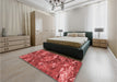 Patterned Red Rug in a Bedroom, pat3179rd