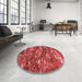 Round Patterned Red Rug in a Office, pat3179rd