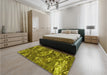 Patterned Dark Bronze Brown Rug in a Bedroom, pat3179yw