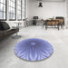 Round Patterned Slate Blue Rug in a Office, pat318blu