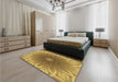 Patterned Yellow Rug in a Bedroom, pat318brn