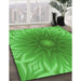 Patterned Neon Green Rug in Family Room, pat318grn