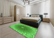 Patterned Neon Green Rug in a Bedroom, pat318grn